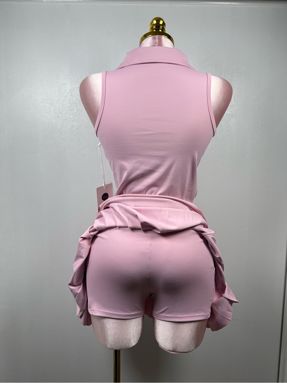 New Mix Pink Matching Set Crop Top Pleated Skort NWT Size Large - Picture 11 of 11